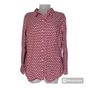 Charter Club SZ 12 Shirt Yorkie Yorkshire Terrier Scottie Dog Red Long Sleeve